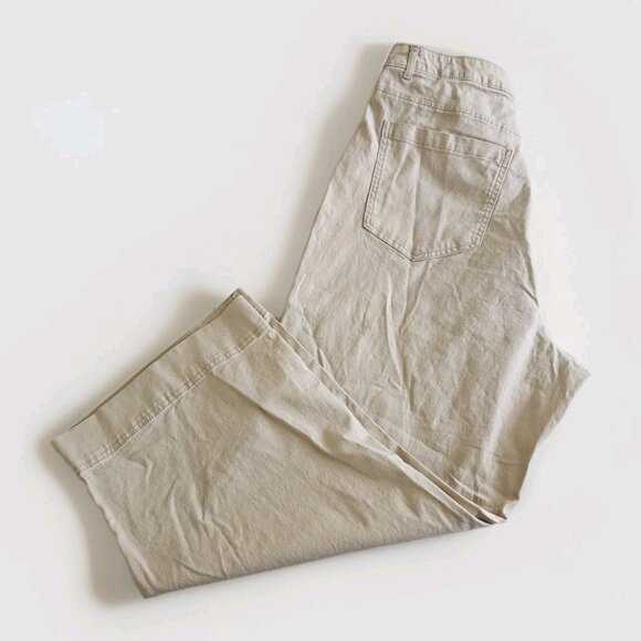 Old Navy Pants Womens 18 Beige Twill Cotton Stretch High Waist Wide Leg Coastal - Picture 14 of 16